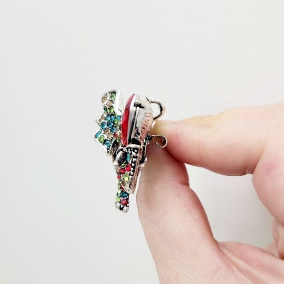 Brand New 2 In 1 Silver Elephant Red Stone Rhinestone Brooch Pin & Pendant - Picture 8 of 11